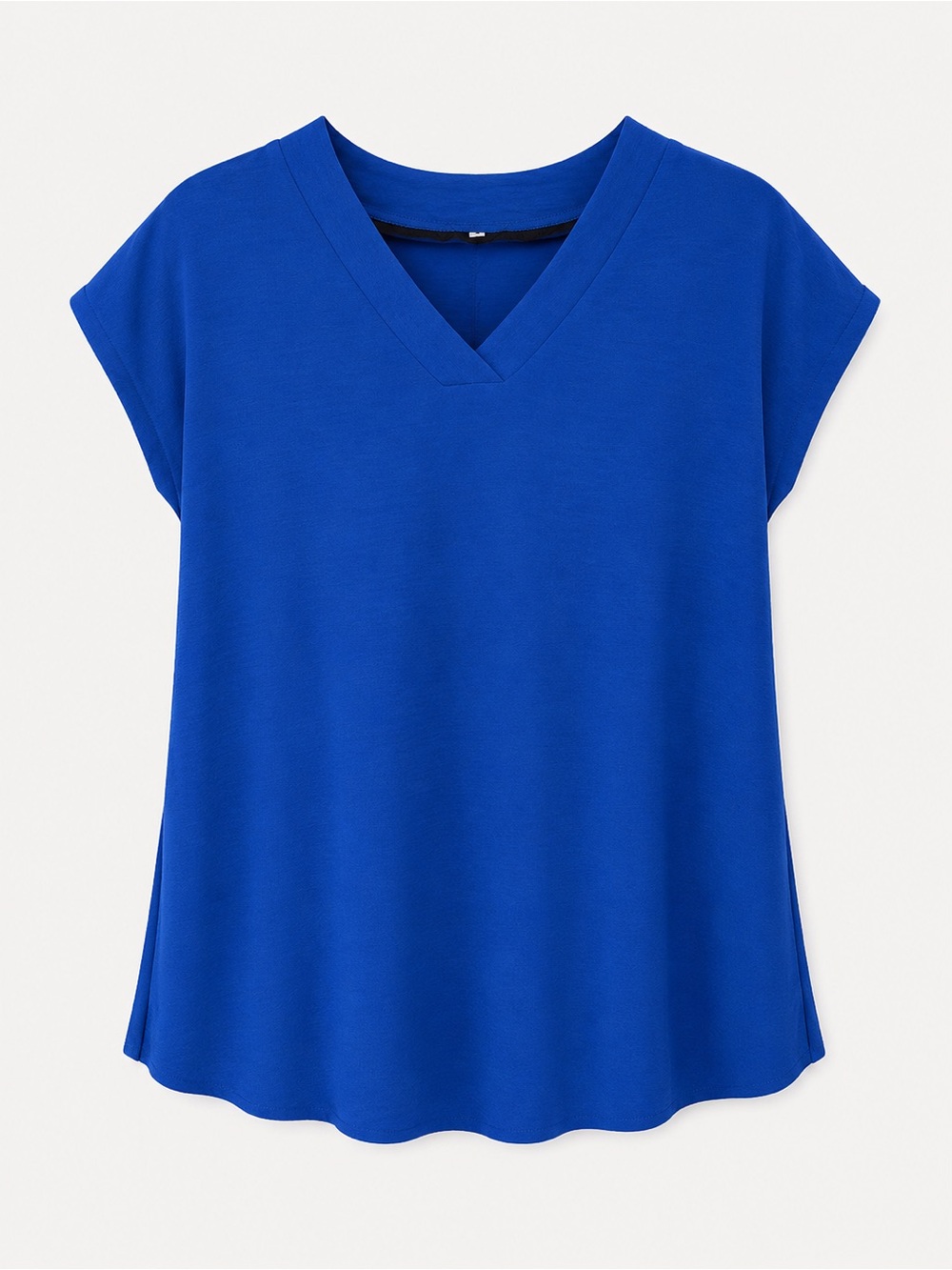 Blue V-Neck Short Sleeve Women's Top